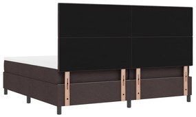 Rugós Ágy Matraccal és LED Fénnyel - Sötétbarna, 200 x 200 cm Szövet