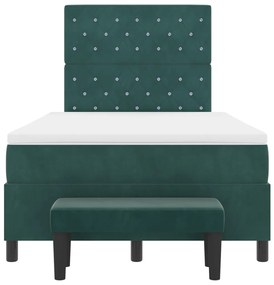 Box Spring Ágy Matraccal &amp; Pad Sötét Zöld 120x200 cm Bársony