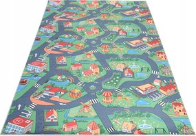 Gyerekszőnyeg Printed 140x200 Nyomtatott Színes Falu Utcák Utak Farm