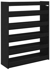 fekete szerelt fa cipőtároló szekrény 80x25x100 cm