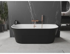 Mexen Oval, szabadon álló fali kád 180 x 80 cm, fehér-fekete, réz túlfolyó, 52671808075-65