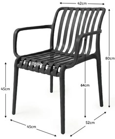 Műanyag szék TREGO karfával, antracit színű