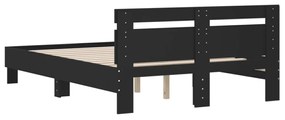 fekete szerelt fa ágykeret fejtámlával 135 x 190 cm