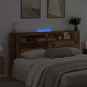 Fejtámla LED -es lámpákkal Öreg fa 200 x 15 x 103,5 cm Faanyag