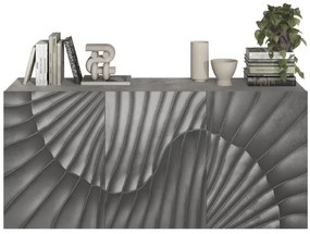 SNAKE háromajtós komód, betonhatású laminált testtel és szürke, díszített mintázatú előlapokkal