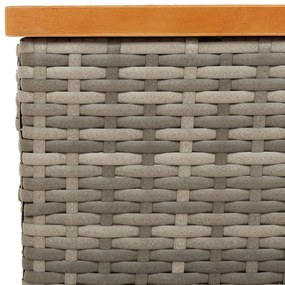szürke polyrattan és akácfa kerti asztal 70 x 70 x 25 cm