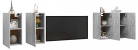 4 db betonszürke szerelt fa TV-szekrény 30,5 x 30 x 60 cm