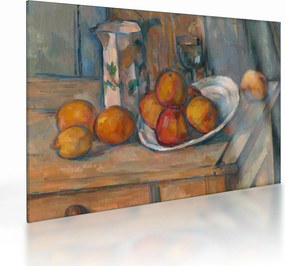 Üveg kép - Paul Cézanne, Still Life with Milk Jug and Fruit, reprodukciók (70x50 cm)