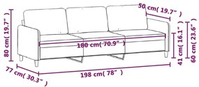 vidaXL 3 személyes barna bársony kanapé 180 cm