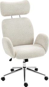 HOMCOM ergonómiai irodai szék, forgós íróasztali szék állítható magassággal, állítható fejtámlával, kartámaszokkal, dönthető funkció — világosszürke |