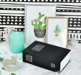 Könyv alakú biztonsági doboz, 18 x 11,5 x 5,6 cm, fekete