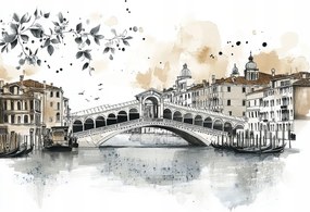 Vászonkép Canvas Város Panoráma Velence Híd Rialto Vázlat 100x75
