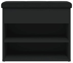 fekete szerelt fa cipőtároló pad 62 x 32 x 50 cm