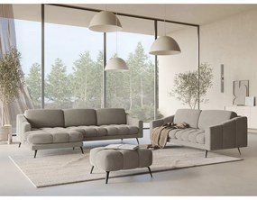 Bézs bársony sarokkanapé (bal oldali) Nalu – Makamii