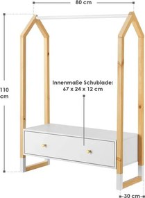 Gyerekruhatartó természetes elemekkel és fiókkal fehér