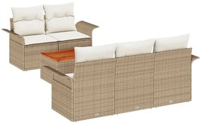 vidaXL Kerti Kanapé Szett párnával 6 pcs Bézs polirattan