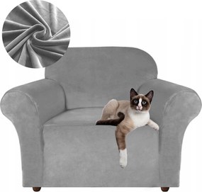 Üléshuzat 1 személyes Kanapé 90-140 CM Rugalmas Velúr Világos Szürke