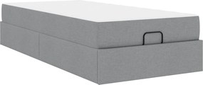 vidaXL Ágykeret matraccal matracmal 2 pcs Világosszürke szövet