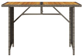 szürke polyrattan falapos kerti asztal 110x68x70 cm
