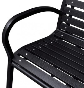 fekete acél és WPC kerti pad 125 cm