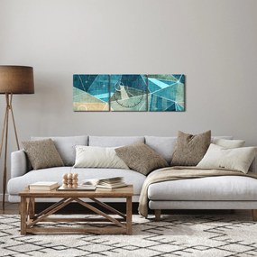 Kép - Türkiz absztrakció (órával) (90x30 cm)