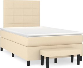 vidaXL krémszínű szövet rugós ágy matraccal 120 x 200 cm