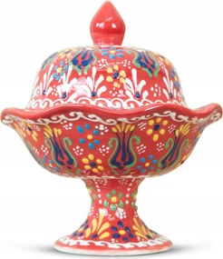 Cukrászda Cukortartó Kézzel Díszített Kerámia Gyönyörű Török Kézműves