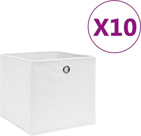 vidaXL 10 db fehér nem szőtt szövet tárolódoboz 28 x 28 x 28 cm
