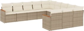 vidaXL 11 részes bézs polyrattan kerti ülőgarnitúra párnákkal