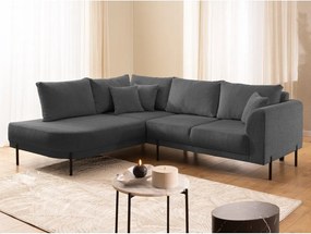 Sötétszürke zsenília sarokkanapé (bal oldali-L alakú) Mauris – Ropez
