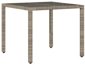 3 Részes Kerti Étkezőszett Szürke Poli Rattan, Összecsukható Kerti Székek Párnákkal 2 db Szürke Poli Rattan