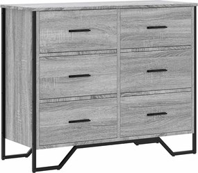 vidaXL szürke sonoma színű szerelt fa komód 91 x 35,5 x 74,5 cm