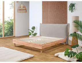 Világosszürke-natúr színű franciaágy ágyráccsal 180x200 cm Charlie – Bobochic Paris