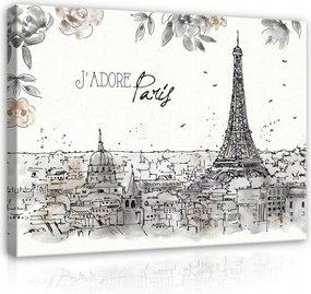 Vászonkép 100x75 Párizs Eiffel-torony városkép akvarell Franciaország utazás