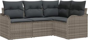 vidaXL Kerti Kanapé Szett 4 pcs Szürke polirattan