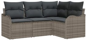 vidaXL Kerti Kanapé Szett 4 pcs Szürke polirattan