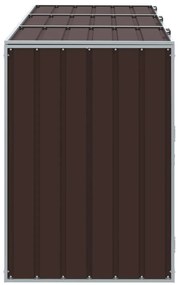 barna acél kerekes szemetes tároló 3 szemeteskukához 216 x 81 x 115 cm