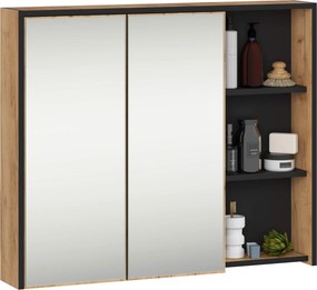 Vami W90 2D3P Fürdőszobai Falis Szekrény Lo Craft/fekete Akd