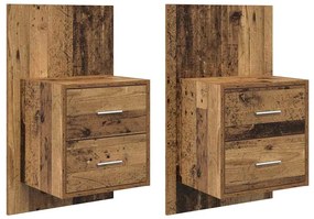 vidaXL Fali éjjeli szekrény 2 pcs Öreg fa 48,5 x 32,5 x 80 cm Faanyag