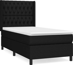 vidaXL fekete szövet rugós ágy matraccal 90x190 cm