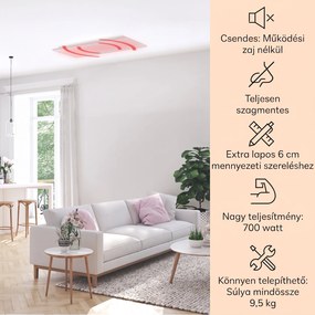 Klarstein Wondersky, infravörös mennyezeti hősugárzó, 120 x 60 x 6,5 cm (SzxMxM), 700 W,  IP45