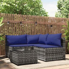 4 részes szürke polyrattan kerti ülőgarnitúra párnákkal