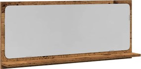 vidaXL Tükörpolc polcokkal tárolóval Régi fa 90 x 10,5 x 37 cm Faanyag