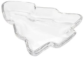 Fenyőfa alakú karácsonyi üveg kínáló tálka - 20x2,5 cm