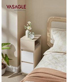 Éjjeliszekrény, 2 fiók, nyitott rekesz,natúr bézs, felhőfehér