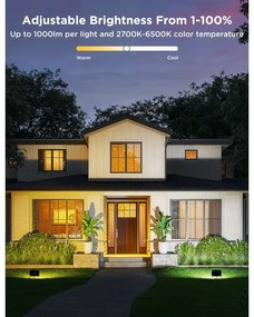 Govee - 4 darabos RGBICWW LED reflektor szett, dimmelhető, LED/24W/230V, IP66, matt, Wi-Fi