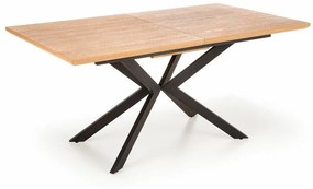 Asztal Houston 1432Fekete, Tölgy, 76x90x160cm, Hosszabbíthatóság, Közepes sűrűségű farostlemez, Természetes fa furnér, Fém