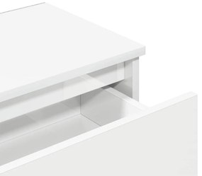 magasfényű fehér szerelt fa éjjeliszekrény 40 x 30 x 39 cm