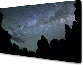 Vászonkép Természet Kozmosz Hegyek Sötétség Éjszaka Csillagászat 80x50