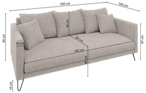 Világosbarna zsenília kanapé 200 cm Freya – Ropez